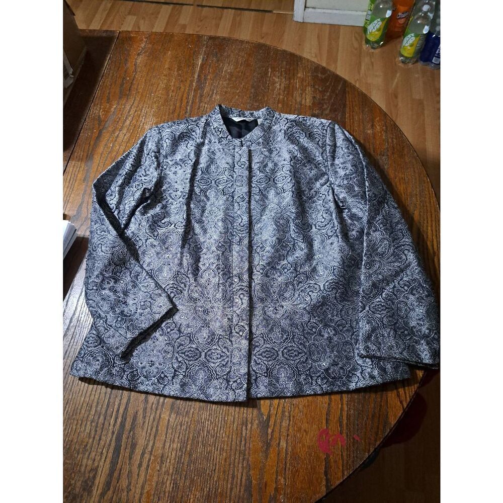 Large Laura Ashley Sequin Embellished Long Sleeve Button Lined Jacket Blazer